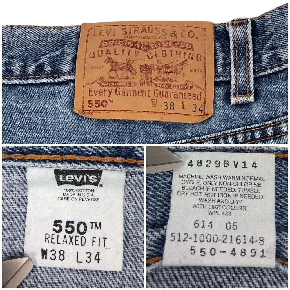 Levis 550 Mens 35 X 33 (Actual) Jeans Vintage Made In USA 100% Cotton Size 38